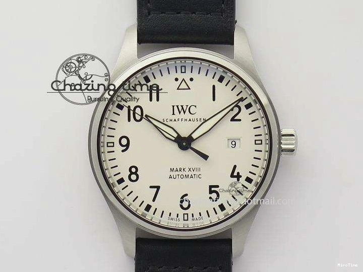 MIROTIME 0305 Mark XVIII IW327002 SS Mk Maker Best Edition White Dial On Black Leather Strap A SunProtective 7298